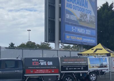 Mobile caravan weighing service by EziWeigh at outdoor event